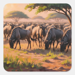 Sticker Carré Bête sauvage dans la savane