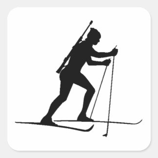 Sticker Carré Biathlète Silhouette