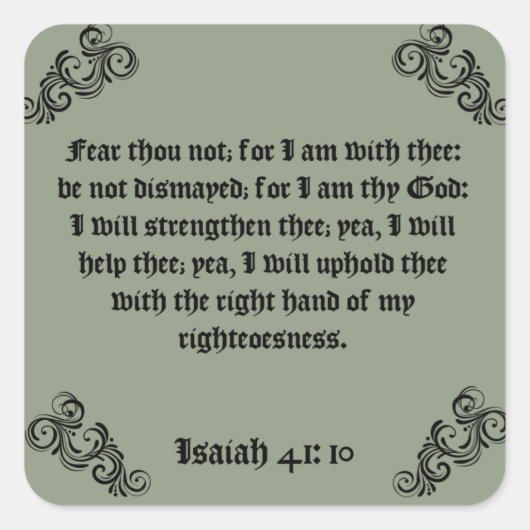 STICKER CARRÉ BIBLE SCRIPTURE "FEAR THOU NOT" (Devant)
