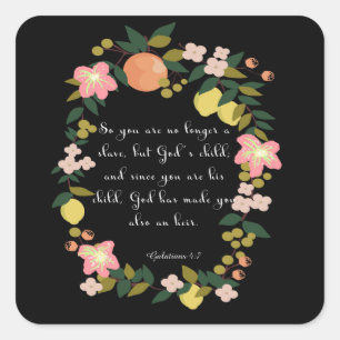 Sticker Carré Bible Verse Art - Galates 4:7