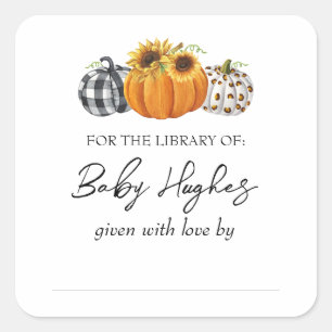 Sticker Carré Bibliothèque de Baby showers Citrouille d'automne