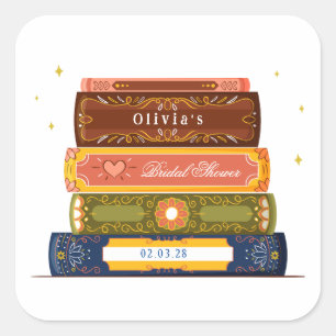 Sticker Carré Bibliothèque de livres d'histoires pour la fête de