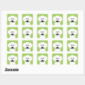 Sticker Carré Bichon Frise avec Moustache (Feuille)