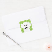 Sticker Carré Bichon Frise avec Moustache (Enveloppe)