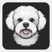 Sticker Carré Bichon Frise Cute Funny Chien Chien Chien Chien (Devant)