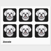 Sticker Carré Bichon Frise Cute Funny Chien Chien Chien Chien (Feuille)