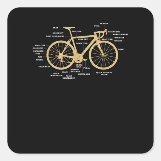 Sticker Carré Bicycle Cycling Anatomy Road (Devant)
