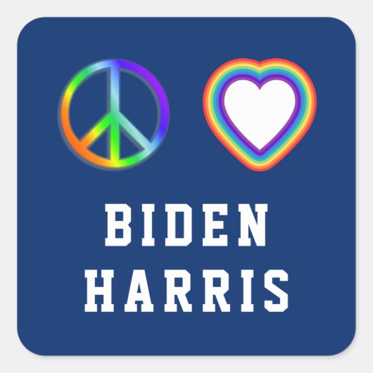 Sticker Carré Biden Harris Peace Love (Devant)