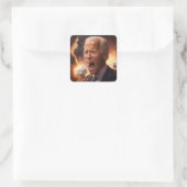 Sticker Carré Biden mangeant de la glace pendant que le monde br (Sac)