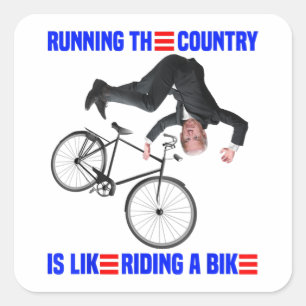 Sticker Carré Biden Vélo Courir le pays est comme débarrasser