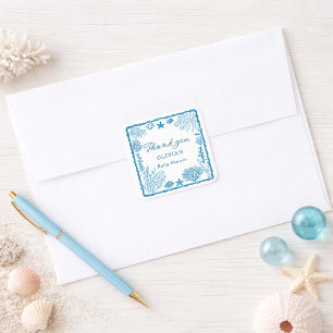 Sticker Carré Bientôt à la mer Baby Shower 