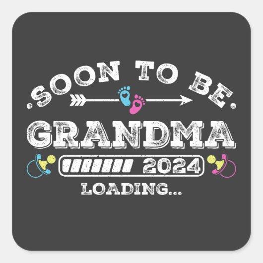 Sticker Carré Bientôt être Grand-mère 2024 Chargement (Devant)