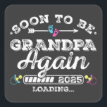 Sticker Carré Bientôt être grand-père à nouveau 2025 Chargement<br><div class="desc">Bientôt être grand-père de nouveau 2025 Chargement promu à Grand-père Funny Crew Graphic design Cadeau Carré Stickers Collection classique.</div>