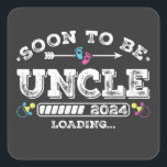 Sticker Carré Bientôt être Oncle 2024 Chargement<br><div class="desc">Bientôt Be Uncle 2024 Chargement Promoted to Uncle Funny Crew Graphic design Cadeau Carré Stickers Collection classique.</div>