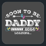 Sticker Carré Bientôt être papa 2024 Chargement<br><div class="desc">Bientôt Be Daddy 2024 Chargement promu à Daddy Funny Crew Graphic design Cadeau Carré Stickers Collection classique.</div>