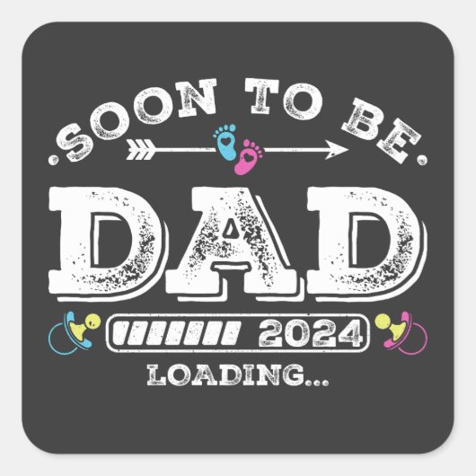 Sticker Carré Bientôt être papa 2024 Chargement (Devant)