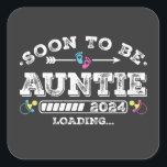 Sticker Carré Bientôt être Tante 2024 Chargement<br><div class="desc">Bientôt Be Auntie 2024 Chargement Promoted to Tante Funny Crew Graphic design Cadeau Carré Stickers Collection classique.</div>