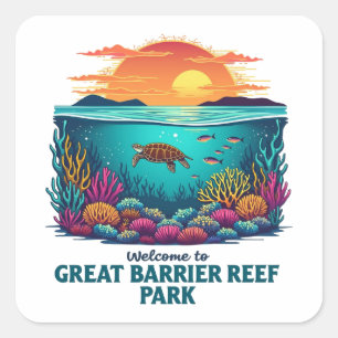 Sticker Carré Bienvenue à Great Barrier Reef National Australian
