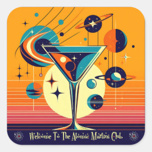 Sticker Carré Bienvenue à l'ère spatiale au club Atomic Martini