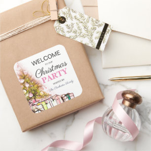 Sticker Carré Bienvenue à Noël Pink Sympa