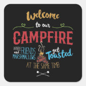 Sticker Carré Bienvenue À Notre Camping (Devant)