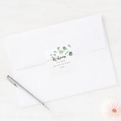 Sticker Carré Bienvenue au Mariage Eucalyptus de luxe vert (Enveloppe)