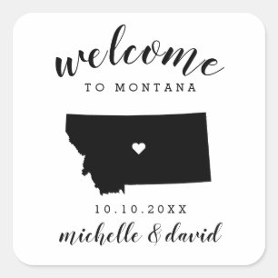 Sticker Carré Bienvenue au Montana   Mariage personnalisé
