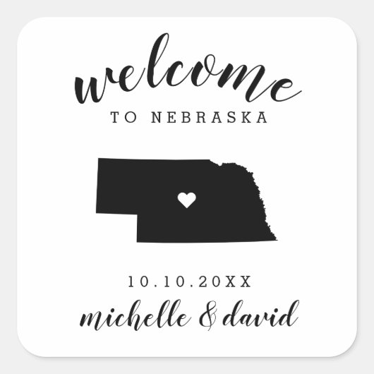 Sticker Carré Bienvenue au Nebraska | Service personnalisé Maria (Devant)