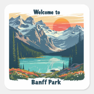 Sticker Carré Bienvenue au parc national du Canada Banff
