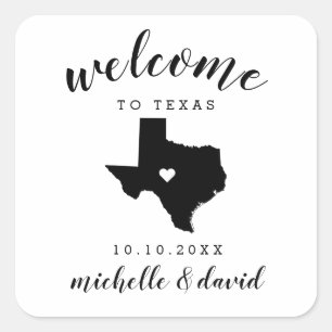 Sticker Carré Bienvenue au Texas   Service personnalisé Mariage