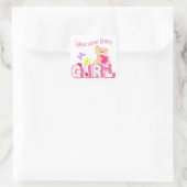 Sticker Carré Bienvenue bébé fille (Sac)