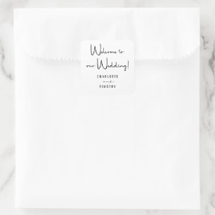 Sticker Carré Bienvenue dans notre script minimal Mariage