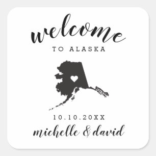 Sticker Carré Bienvenue en Alaska   Service personnalisé Mariage