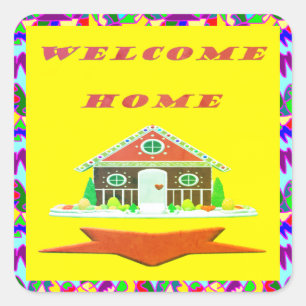 STICKER CARRÉ BIENVENUE HOME CAKE DESIGN