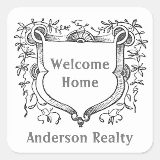 Sticker Carré Bienvenue Maison Acheteur Realtor Merci (Devant)