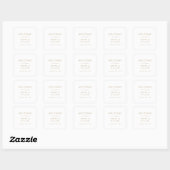 Sticker Carré Bienvenue Mariage de typographie or chic (Feuille)