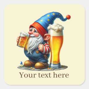Sticker Carré Bière cool gnome ajouter du texte