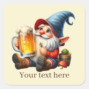 Sticker Carré Bière cool gnome ajouter du texte