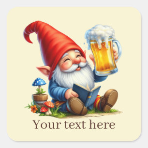Sticker Carré Bière cool gnome ajouter du texte