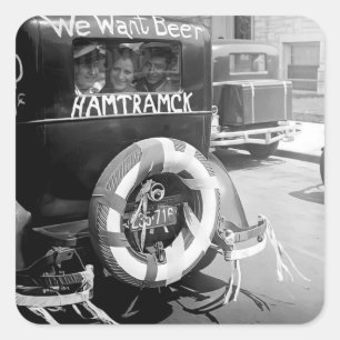 Sticker Carré Bière de l'époque de la prohibition, Nous voulons