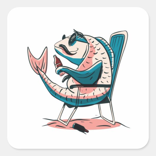 Sticker Carré Bière de poisson carpe (Devant)