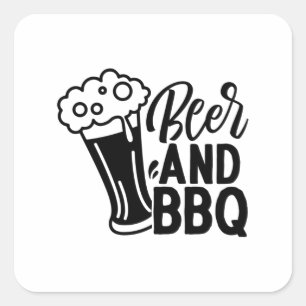 Sticker Carré Bière et barbecue