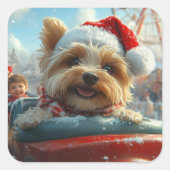 Sticker Carré Biewer Terrier Dog Roller Dessous de verre Noël (Devant)