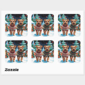 Sticker Carré Biewer Terrier Dogs Christmas Snow Holiday (Feuille)