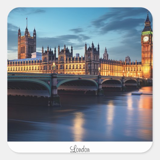 Sticker Carré Big Ben, Londres. (Devant)