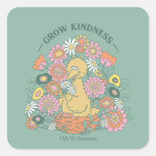 Sticker Carré Big Bird Grow Kindness Floral Graphic
