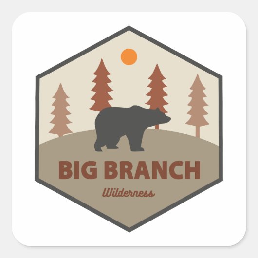 Sticker Carré Big Branch Wilderness Vermont Bear (Devant)