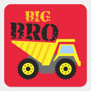 Sticker Carré Big Bro Construction Camion à vidange jaune