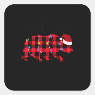 Sticker Carré Big Brother Bear Buffalo Red Plaid Lights Christma