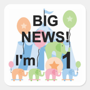 Sticker Carré Big News Circus 1er Anniversaire T-shirts et cadea